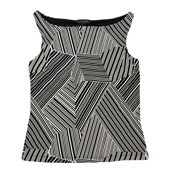 The Limited Tops - The Limited Womens Geometric Abstract Stripe Sleeveless Boat Neck Shell Top M